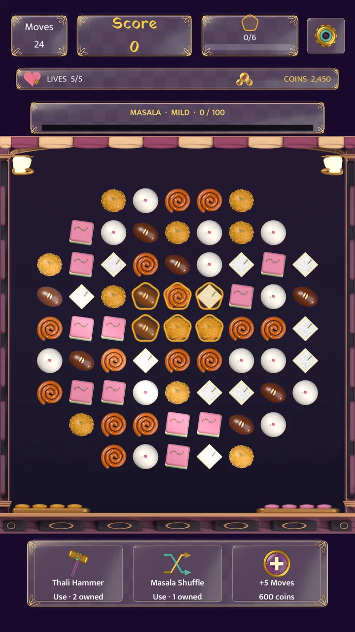 A diamond-shaped board with sweets trapped in golden ghee